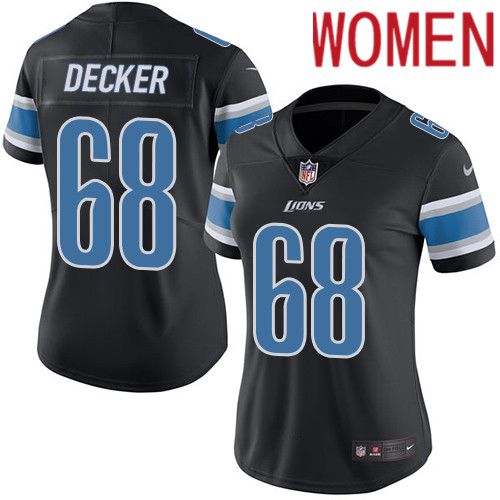 Women Detroit Lions 68 Taylor Decker Nike Black Vapor Limited NFL Jersey